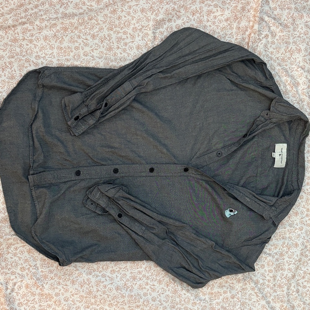 Modern Amusement Gray Casual Button Down Shirt